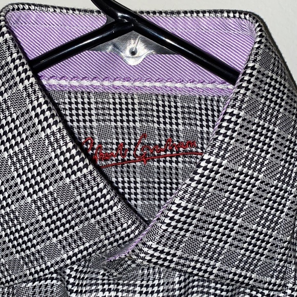 Robert Graham, 39/15.5, 100 % cotton, cufflink cuff, long sleeve, houndstooth - Picture 2 of 9